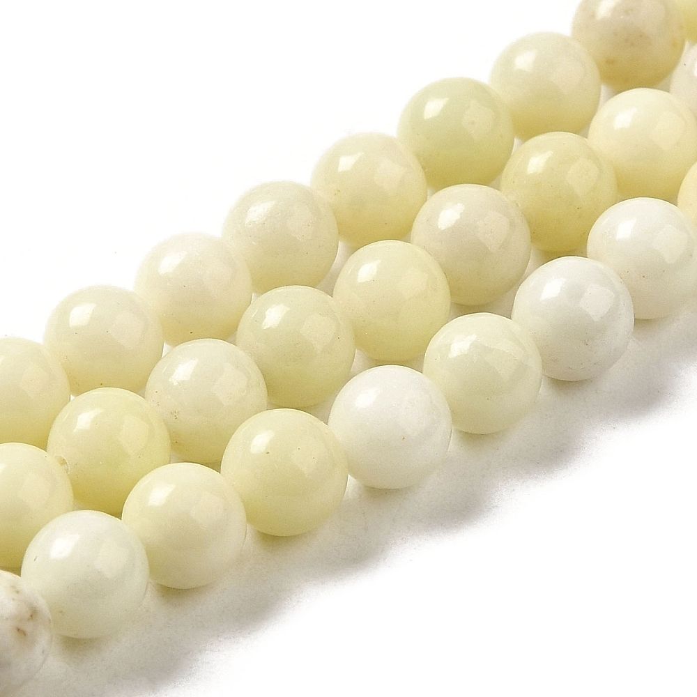 Natural Jade Beads Strands, Round, 6~6.5mm, Hole: 1mm, about 59pcs/strand, 14.96''(38cm)