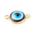 2pcs/Resin Evil Eye Links Connectors,13.5x21x4.5mm, with 304 Stainless Steel Settings