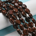 Natural Mahogany Obsidian Beads Strands, Flat Oval, 10x8x5.5mm, Hole: 0.8mm, about 39pcs/strand, 15.47''(39.3cm)