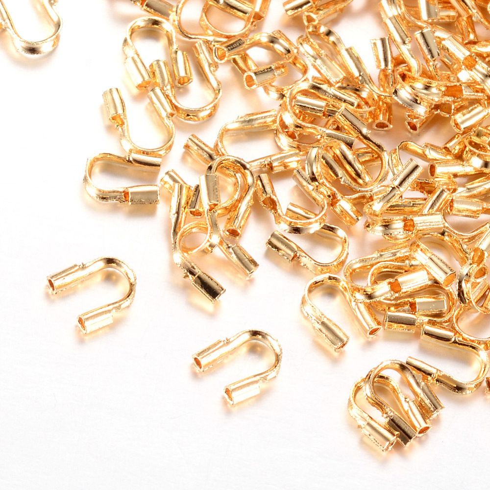 10pcs/ Brass Wire Guardian, Nickel Free, Real 18K Gold Plated/4.5x4x1mm