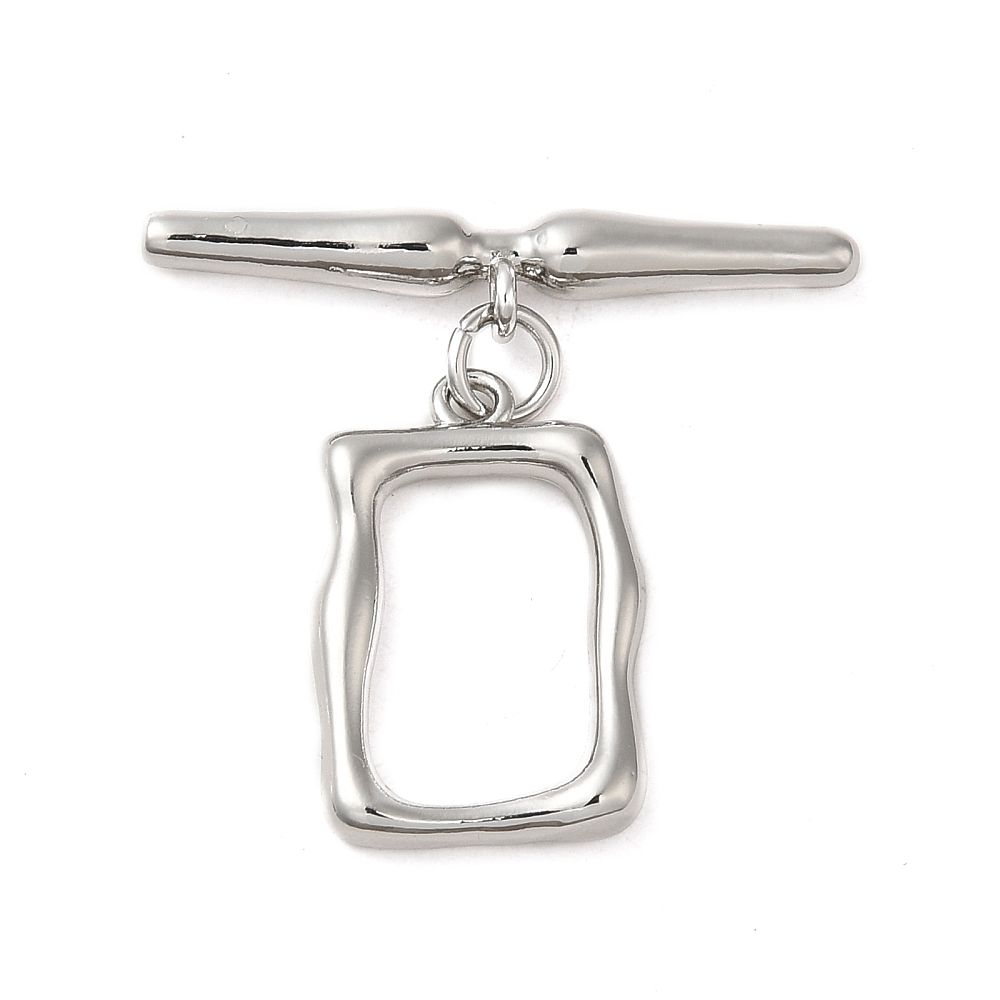Brass Toggle Clasp/Real Platinum Plated/28x5.5x3.5mm