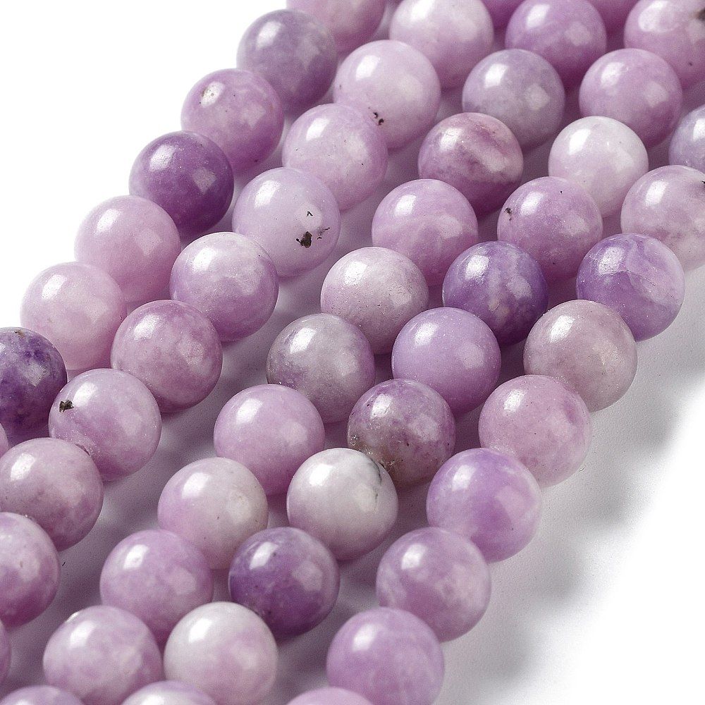 Natural Lepidolite/Purple Mica Stone Beads Strands, Round, 8~8.5mm, Hole: 0.8mm, about 48pcs/strand, 15.35 inch(39cm)