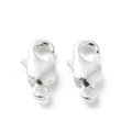 2 pcs/Brass Lobster Claw Clasps, 925 Sterling Silver Plated/ 13x7x3mm