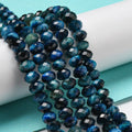 Natural Tiger Eye Beads Strands, Faceted, Dyed, Rondelle, 6x4~4.5mm, Hole: 1mm, about 91pcs/strand, 15.31''~15.35''(38.9~39cm)