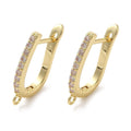 2pcs/ Brass Micro Pave Cubic Zirconia Earring Hooks/18x13x2.5mm