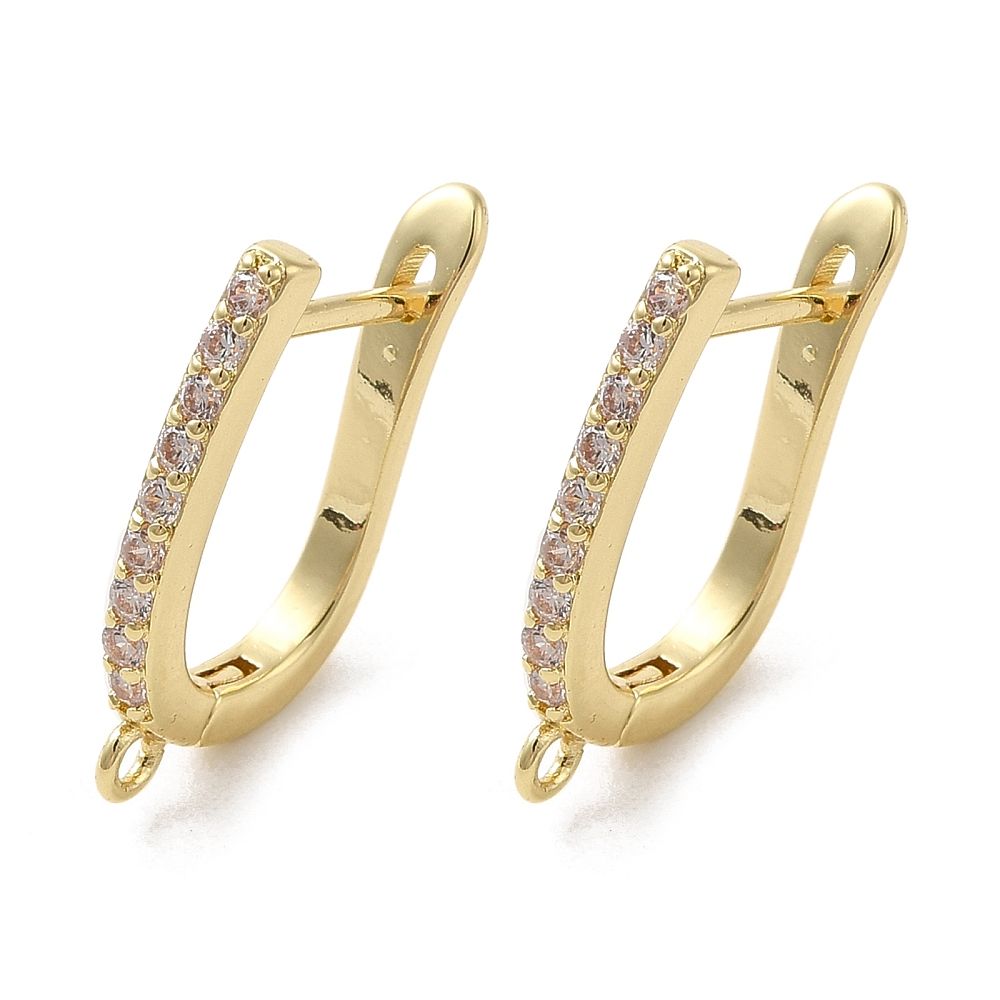 2pcs/ Brass Micro Pave Cubic Zirconia Earring Hooks/18x13x2.5mm