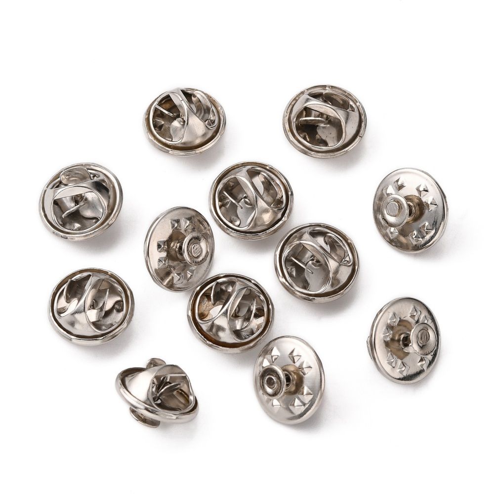 10pcs/ Iron Lapel Pin Backs, Tie Tack Pin, Brooch Findings, Tray: 4.5mm, 12mm, Pin: 1mm