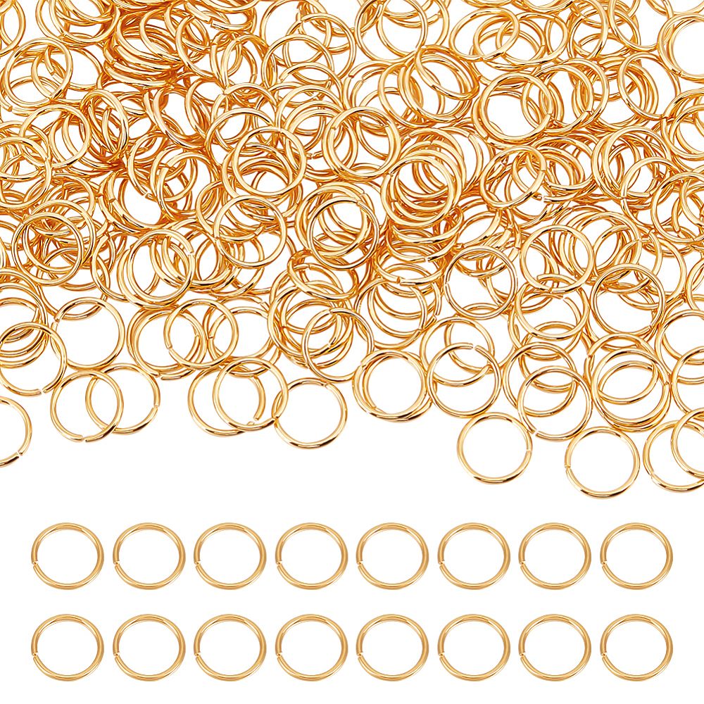 10pcs/Brass Open Jump Rings, Long-Lasting Plated, Round Ring, Real 18K Gold Plated