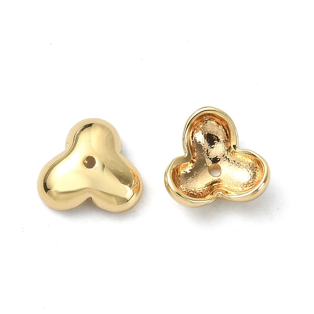 2pcs/Rack Plating Brass Spacer Beads, Cadmium Free & Nickel Free & Lead Free, Flower, Real 18K Gold Plated/7x7.5x2.5mm