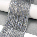 Natural Labradorite Beads Strands, Faceted, Cube, Grade A, 2.5x2.5x2.5mm, Hole: 0.6mm, about 175pcs/strand, 15.55 inch(39.5cm)