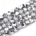 Transparent Electroplate Glass Beads Strands, Faceted(32 Facets), Half Silver Plated, Round, 4mm, Hole: 0.8mm, about 85~90pcs/strand, 12.40~12.80 inch(31.5~32.5cm)