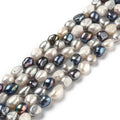 Natural Cultured Freshwater Pearl Beads Strands, Rice, Dyed, Mixed Color, 9~12x7~9mm, Hole: 0.7mm, about 32pcs/strand, 13.98 inch(35.5cm)