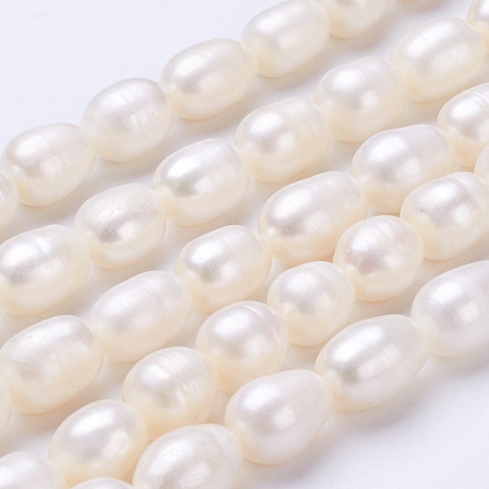 Natural Cultured Freshwater Pearl Beads Strands, Rice, Seashell Color, 11~13x9~10mm, Hole: about 0.5mm, about 30pcs/strand