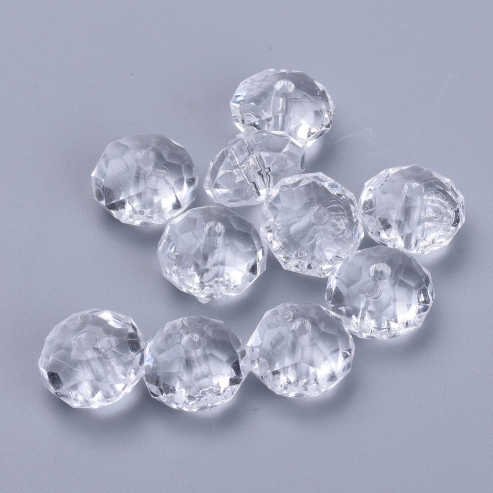 ~29pcs/Transparent Acrylic Beads, Faceted, Rondelle/ 10x6mm
