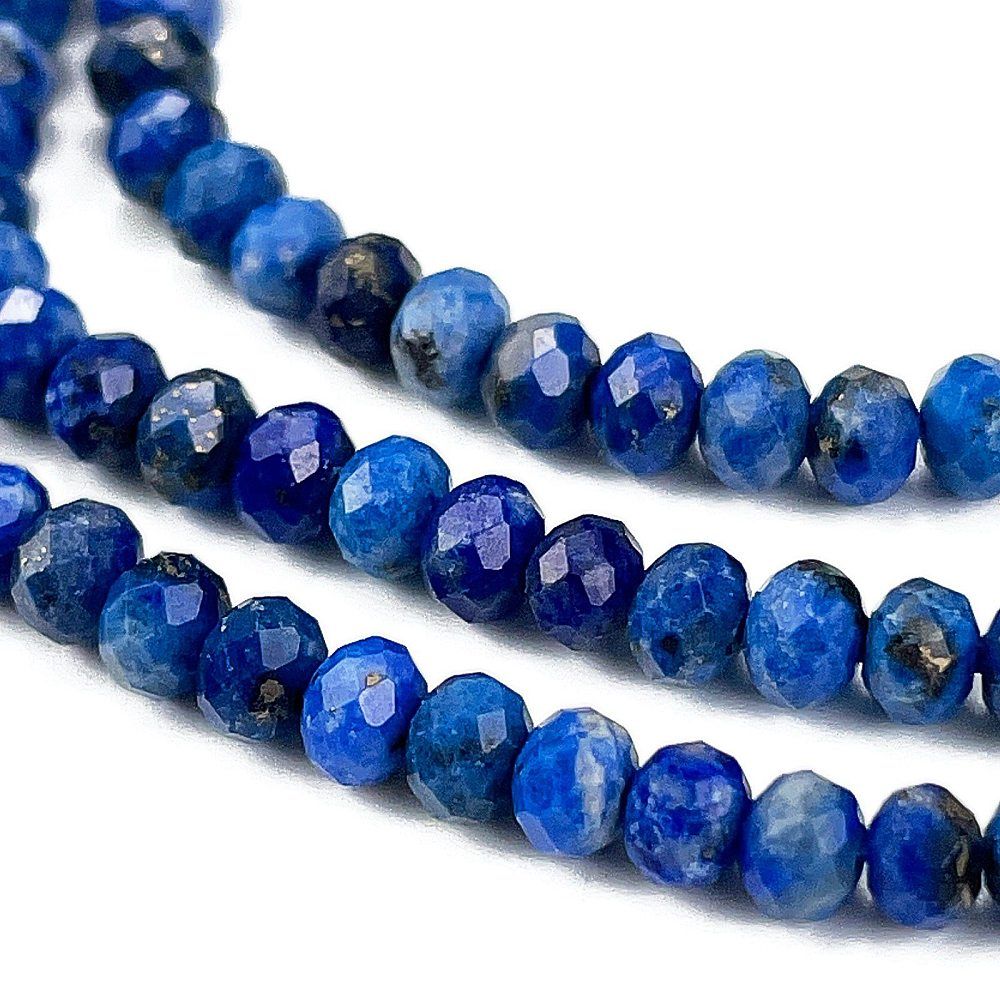 Natural Lapis Lazuli Beads Strands, Faceted, Rondelle, 4x3mm, Hole: 0.7mm, about 128pcs/strand, 15.16 inch(38.5cm)