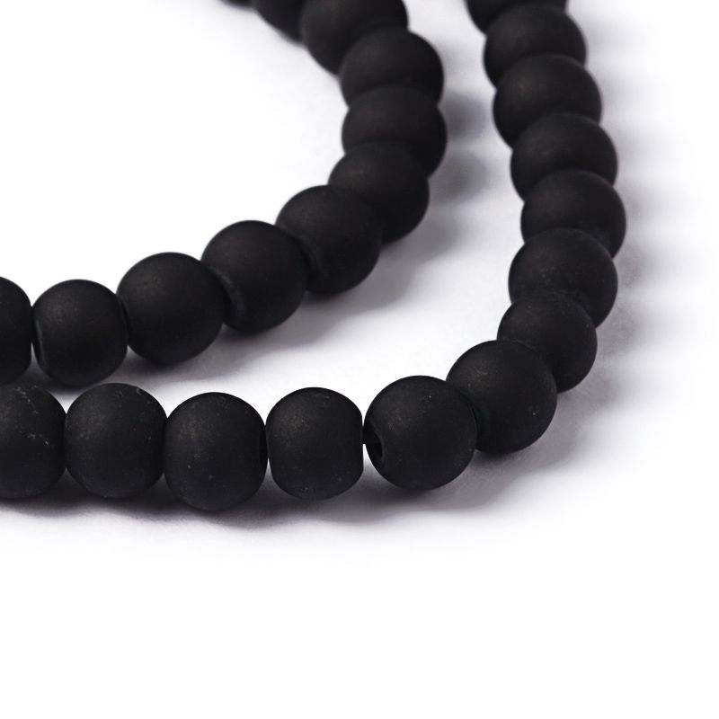 Baking Painted Transparent Glass Bead Strands, Frosted, Round, 6mm, Hole: 1.3~1.6mm, about 140pcs/strand