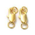 2 pcs/Brass Lobster Claw Clasps, with Jump Rings/12x6x2.5mm