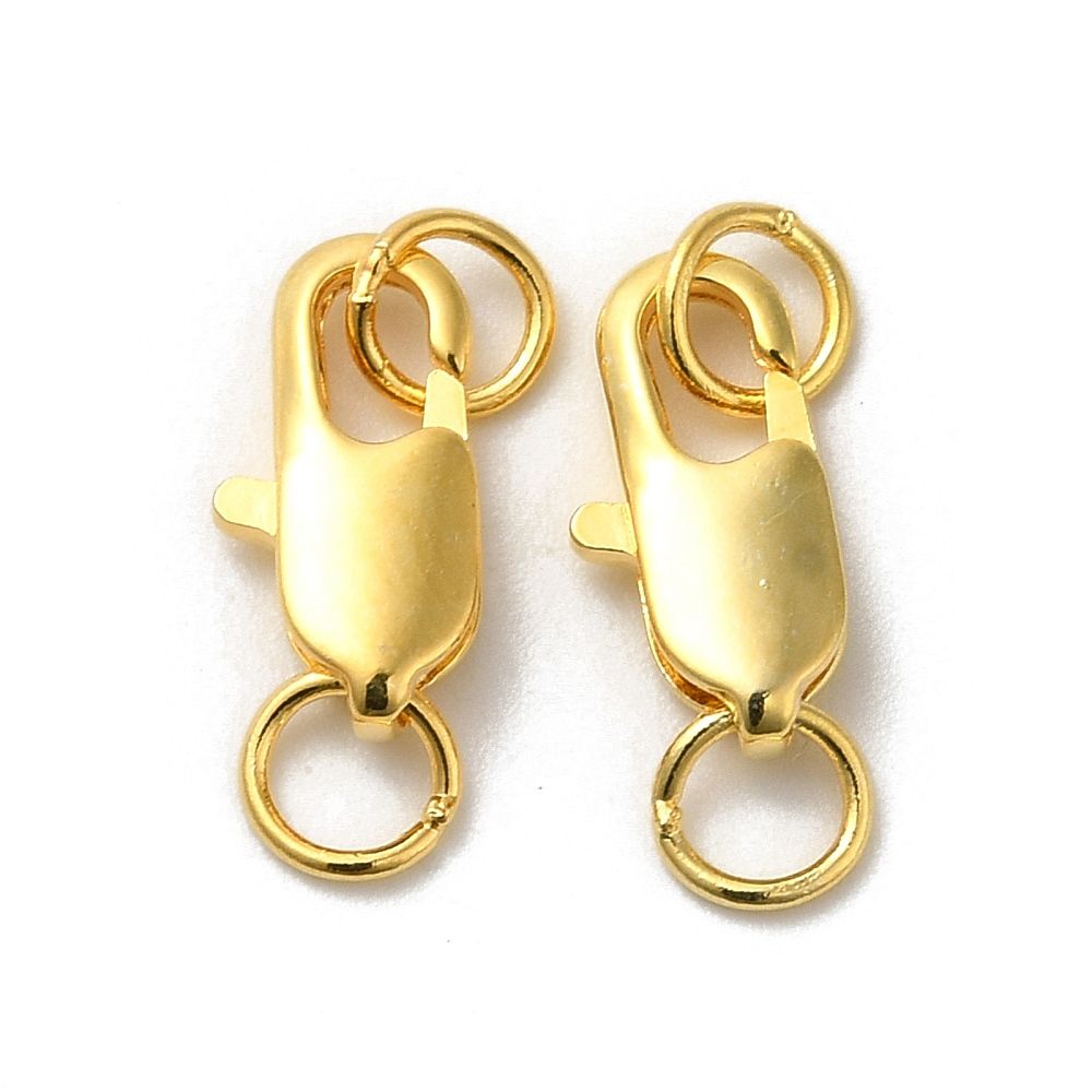 2 pcs/Brass Lobster Claw Clasps, with Jump Rings/12x6x2.5mm