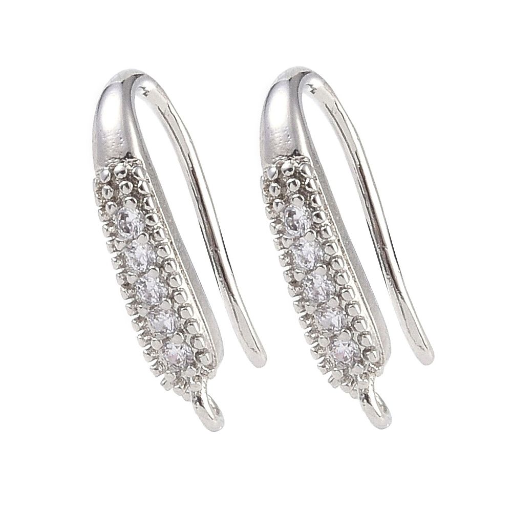 2pcs/Brass Micro Pave Cubic Zirconia Earring Hooks/17x8.5x3mm