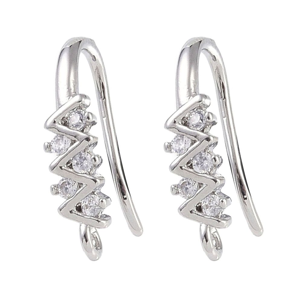2pcs/Brass Micro Pave Cubic Zirconia Earring Hooks/ 15.5x8x4mm