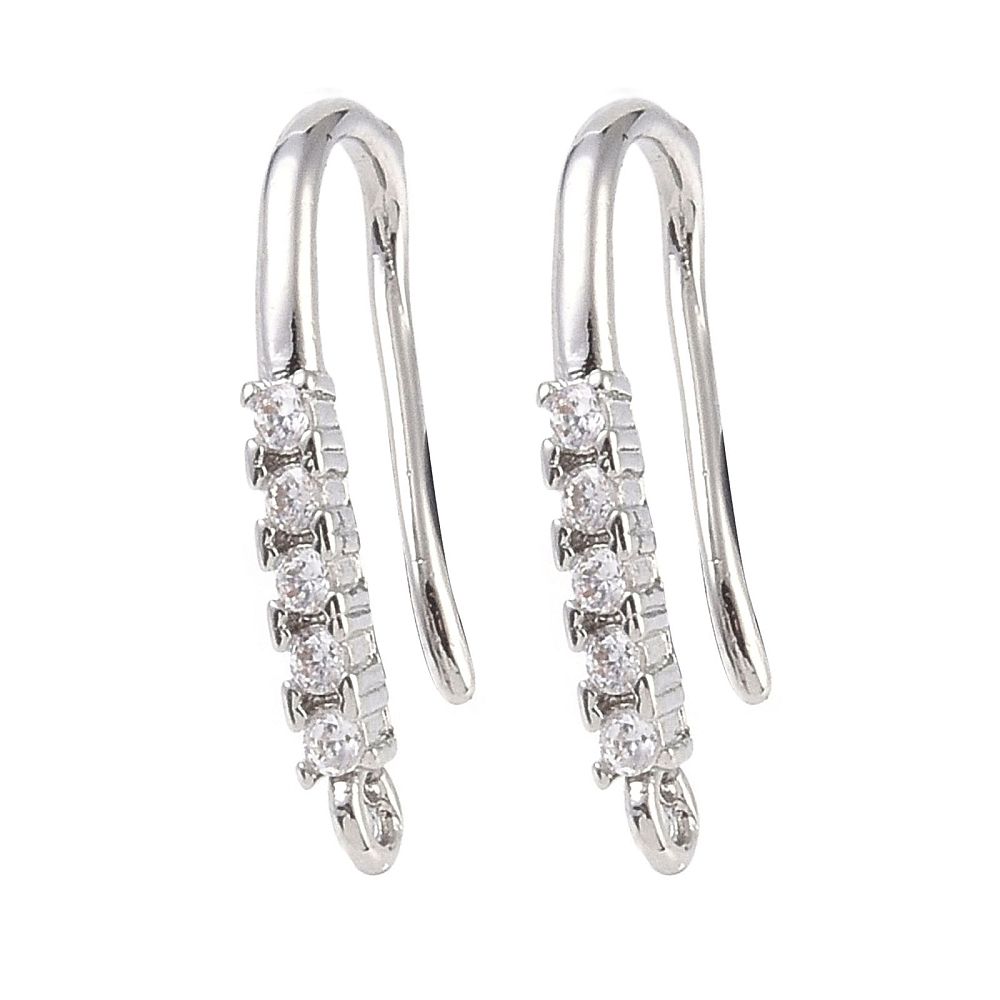 2pcs/Brass Micro Pave Cubic Zirconia Earring Hooks/18x8x2mm