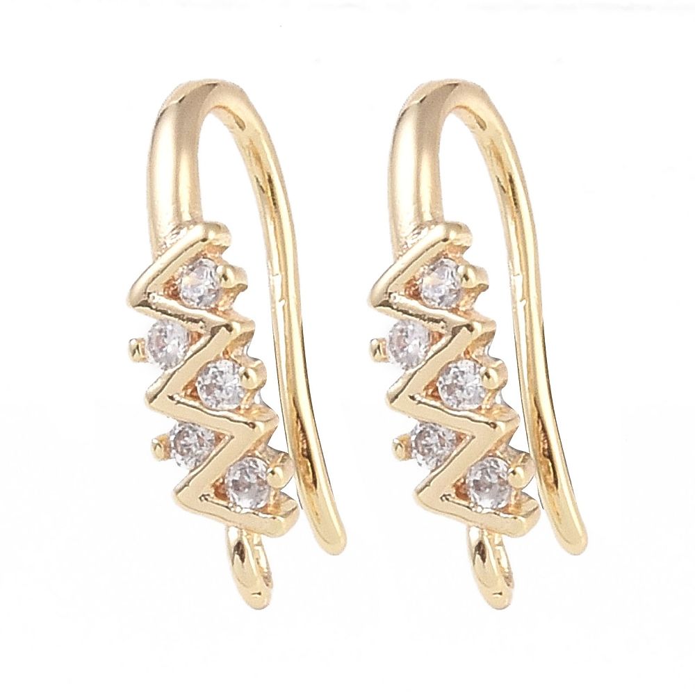 2pcs/Brass Micro Pave Cubic Zirconia Earring Hooks/ 15.5x8x4mm