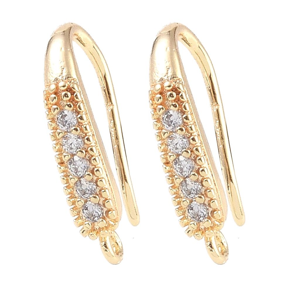 2pcs/Brass Micro Pave Cubic Zirconia Earring Hooks/17x8.5x3mm
