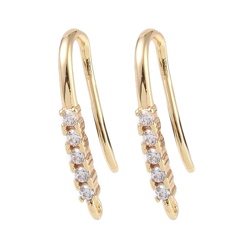 2pcs/Brass Micro Pave Cubic Zirconia Earring Hooks/18x8x2mm