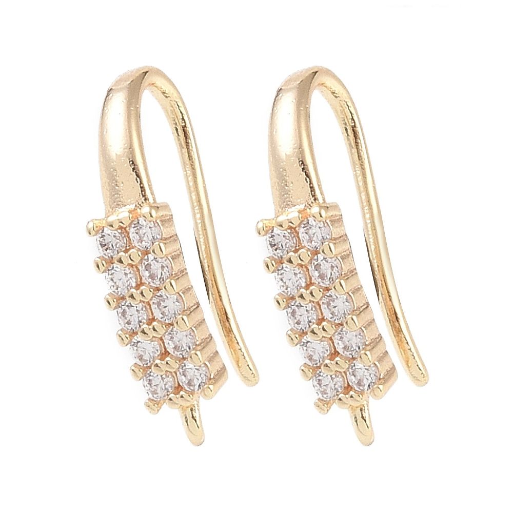 2pcs/Brass Micro Pave Cubic Zirconia Earring Hooks/ 16.5x8x3.5mm