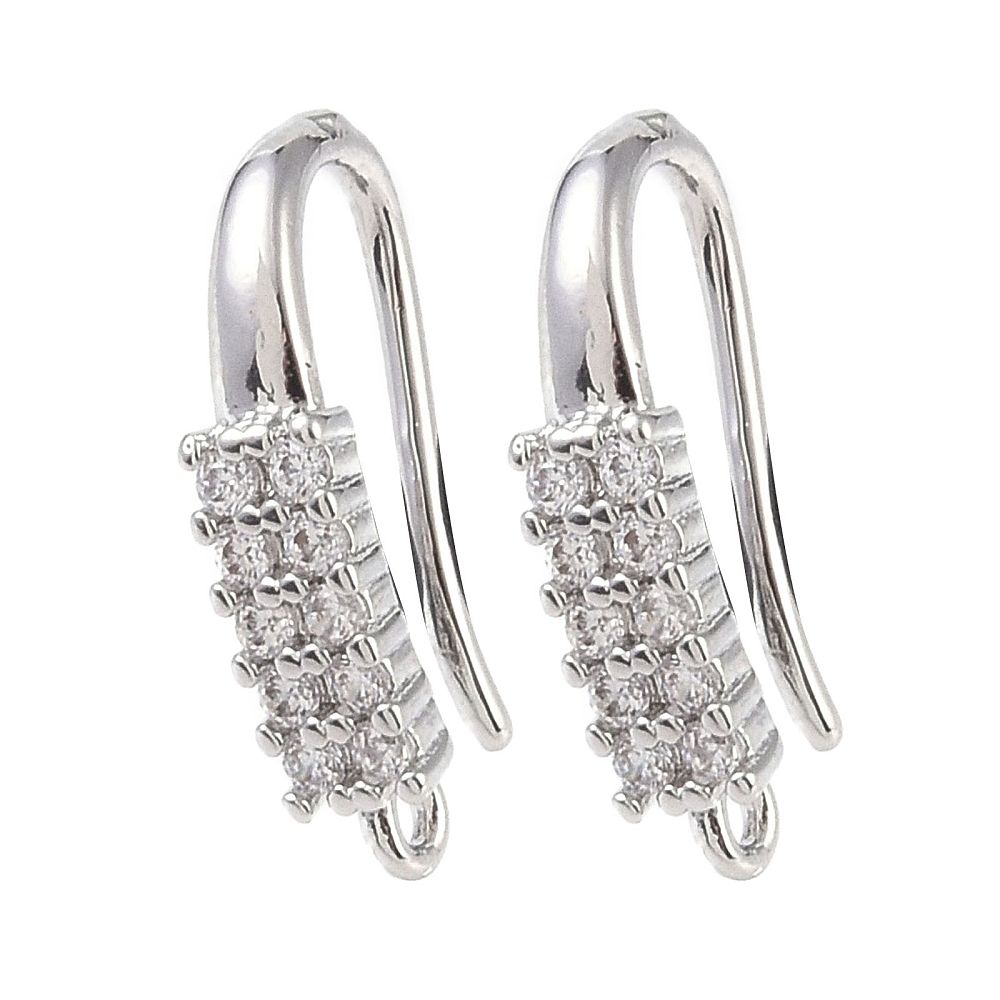 2pcs/Brass Micro Pave Cubic Zirconia Earring Hooks/ 16.5x8x3.5mm