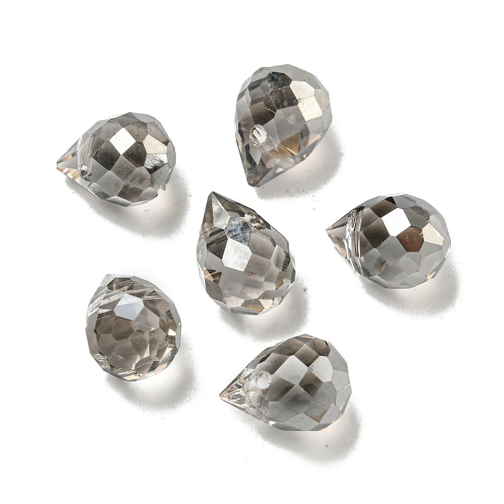 6pcs/Electroplate Glass Beads, Faceted, Full Rainbow Plated, Teardrop