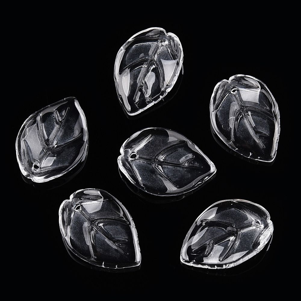 20pcs/Transparent Glass Petal Beads, Leaf/21.5x14.5x4.5mm