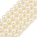 Glass Pearl Beads Strands, Round, Bisque, 8mm, Hole: 0.6mm, about 51pcs/strand, 15.98''(40.6cm)