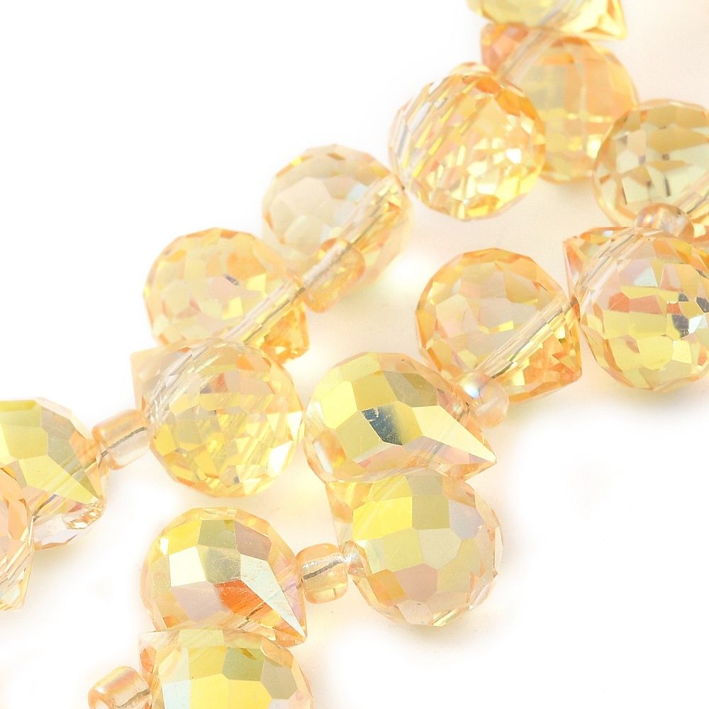 Electroplate Glass Beads Strands, Teardrop, 10~11x8mm, Hole: 1mm, about 93pcs/strand, 62cm