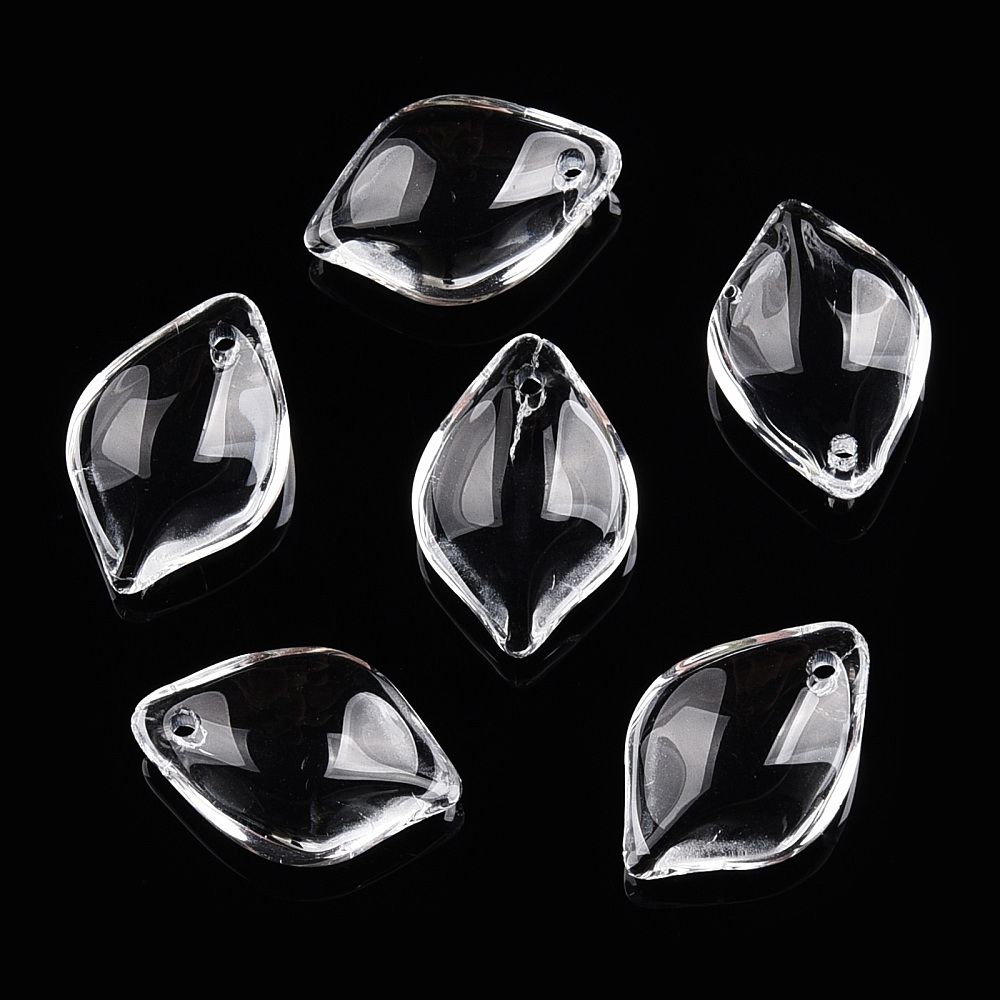 20pcs/Transparent Glass Petal Beads, Broad-leaved Epiphyllum/18.5x12.5x4.5mm