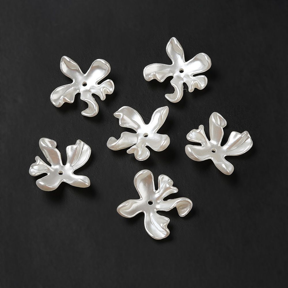 20pcs/Opaque Acrylic Bead Caps, Imitation Pearl/20x19x5.5mm