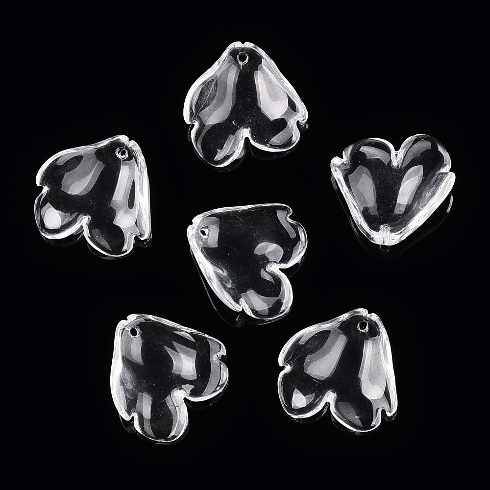 20pcs/Transparent Glass Petal Beads, Peony/19x19x5.5mm