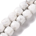 Natural Howlite Beads Strands, Dyed, Faceted Rhombus Cut, Cube, 7x7x7mm, Hole: 1mm, about 52~57pcs/strand, 15.16~15.55''(37.5~39.5cm)