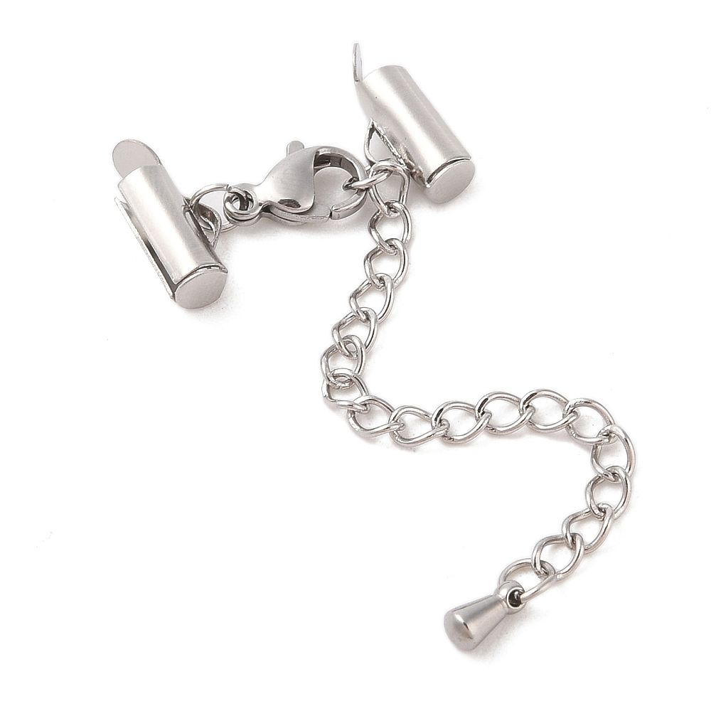 304 Stainless Steel Curb Chain Extender, with Lobster Claw Clasps/8mm
