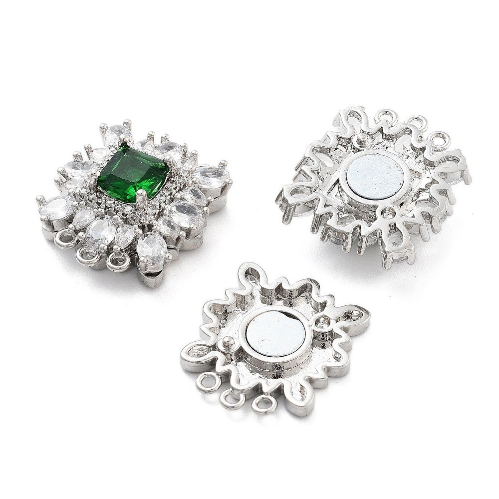 Brass Micro Pave Cubic Zirconia Magnetic Clasps/20.5x17.5x9mm