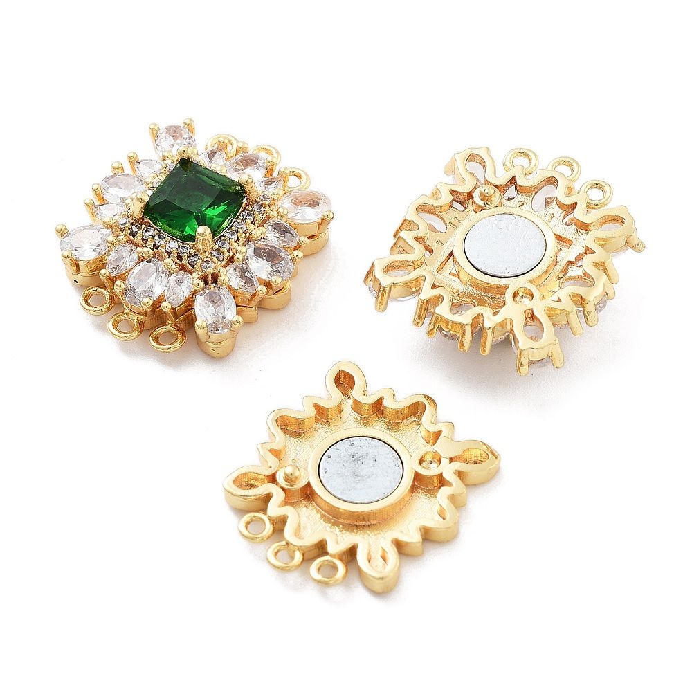 Brass Micro Pave Cubic Zirconia Magnetic Clasps/20.5x17.5x9mm