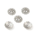 2pcs/Rack Plating Brass Beads Caps, with Clear Cubic Zirconia/10x10x3.5mm