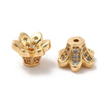 2pcs/Brass Micro Pave Cubic Zirconia Bead Cap/5.7x7.8x8.6mm
