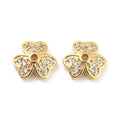2pcs/Brass Micro Pave Cubic Zirconia Bead Cap/ 7.5x8x2.5mm