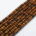 Natural Tiger Eye Beads Strands, Rondelle, 6x4mm, Hole: 1mm, about 96~97pcs/strand