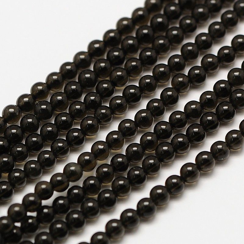 Natural Obsidian Round Bead Strands,  16 inch
