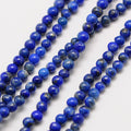 Natural Gemstone Lapis Lazuli Round Beads Strands, Grade AB, 2mm, Hole: 0.8mm, about 177pcs/strand, 15 inch
