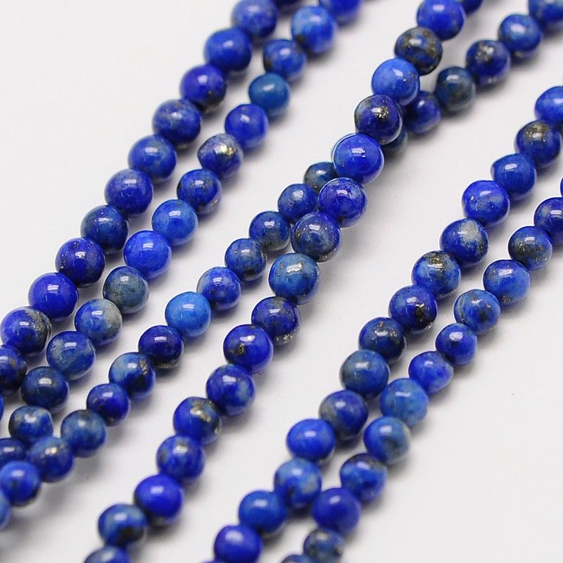 Natural Gemstone Lapis Lazuli Round Beads Strands, Grade AB, 2mm, Hole: 0.8mm, about 177pcs/strand, 15 inch