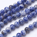 Natural Blue Spot Jasper Bead Strands, Round,15 inch