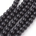 Glass Pearl Beads Strands, Pearlized, Round, Black, 6mm, Hole: 1mm, about 140pcs/strand